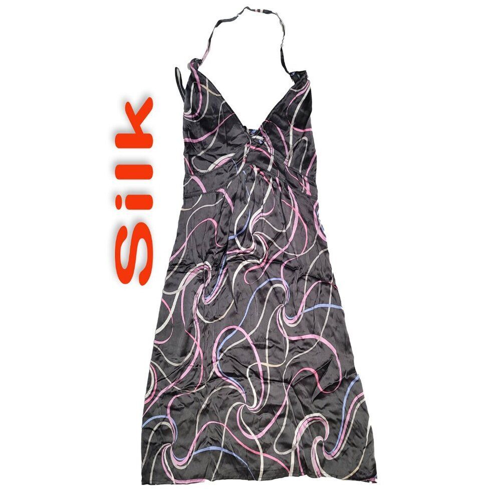 Women's Silk Size M Sleeveless Spaghetti Strap Slip Dress SDK404